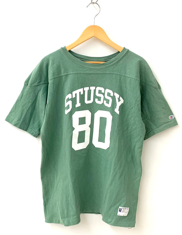 ステューシー STUSSY × チャンピオン Champion クルーネック Tee C8-B345 Tシャツ ロゴ グリーン Lサイズ 201MT-1202