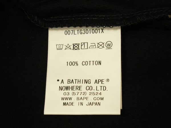 A BATHING APE ア ベイシング エイプ Authentic Mr Bathing Ape Black 刺繍 Tシャツ ブラック コットン サイズL メンズ 7G30111001 (TP-585)