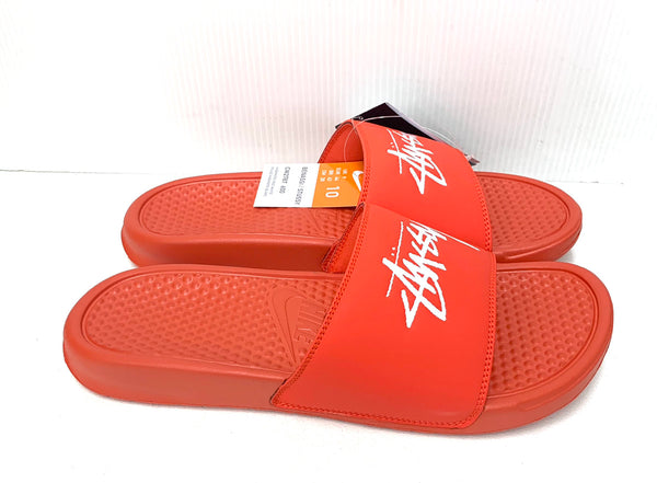 【中古】ステューシー STUSSY ナイキ ベナッシ スライド NIKE BENASSI  CW2787-600 メンズ靴 サンダル スポーツサンダル ロゴ レッド 201-shoes467