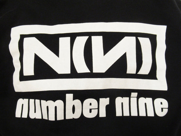NUMBER(N)INE ナンバーナイン 両面 ロゴ プリント パーカー エルボーパッチ コットン ブラック サイズ3 メンズ (TP-695)