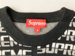 シュプリーム SUPREME Repeat Sweater ロゴ総柄 クルーネック コットンニット セーター 17AW ブランドロゴ ブラック系 黒 プルオーバー  セーター 総柄 ブラック Sサイズ 101MT-1043