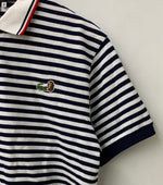 ア ベイシング エイプ A BATHING APE ラコステ LACOSTE ボーダー PH902P 半袖ポロシャツ ロゴ ホワイト 4サイズ 201MT-2038