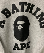 ア ベイシング エイプ A BATHING APE ベイプ BAPE エイプヘッド  パーカ ロゴ グレー Lサイズ 201MT-1985