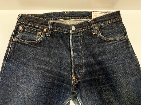 エヴィス EVISU No.1 SPECIAL NO1 スペシャル デニムパンツ ジーンズ ジーパン 大黒 ビックカモメ 黒 ボタンフライ セルビッチ  Lot2000 デニム ワンポイント ネイビー 35×35 101MB-319