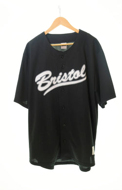 エフシーレアルブリストル F.C.Real Bristol   MLB FCRB 21AW ロゴ ベースボールシャツ 黒  MM21-ML-1F01 半袖シャツ 刺繍 ブラック LLサイズ 103MT-112