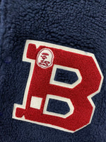 ア ベイシング エイプ A BATHING APE ボア ブルゾン スナップボタン ロゴ 日本製 ジャケット 刺繍 ネイビー SSサイズ 201LT-218