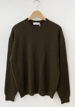 グラフペーパー Graphpaper HIGH DENSITY CREW NECK クルーネックセーター ニット GU193-80084 セーター 無地 カーキ 201MT-479