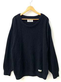 ワコマリア WACKO MARIA GUILTY PARTIES ウール ニット 日本製 セーター ワンポイント ブラック LLサイズ 201MT-1460