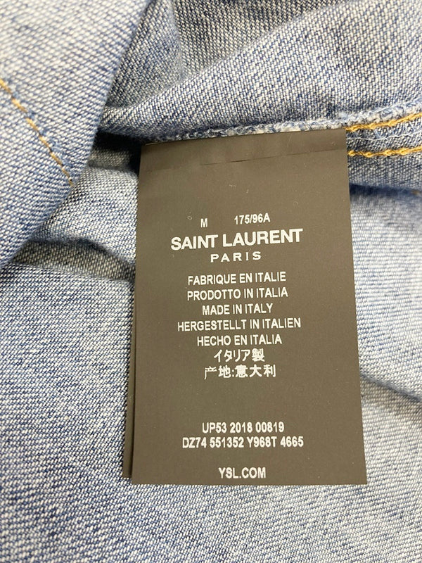 サンローラン Saint Laurent SAINT LAURENT PARIS 19SS デニム パッチワーク ウエスタン 長袖 シャツ ブルー系 青  551352 Y968T  長袖シャツ 無地 ブルー Mサイズ 101MT-1350