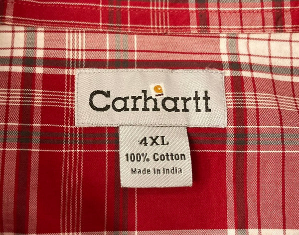 カーハート Carhartt チェック シャツ 半袖 羽織 赤 レッドXL made in India   半袖シャツ チェック レッド 5Lサイズ 101MT-535