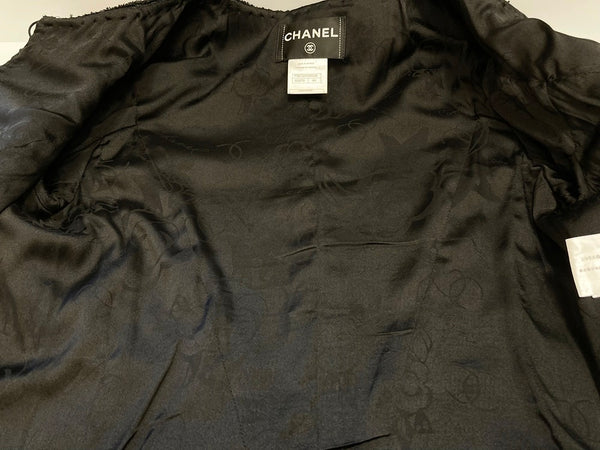 シャネル CHANEL ノーカラージャケット フォーマル ボタン ブラック系 黒 フランス製 Made in FRANCE  P36725V26520 ジャケット 無地 ブラック サイズ44 101LT-84