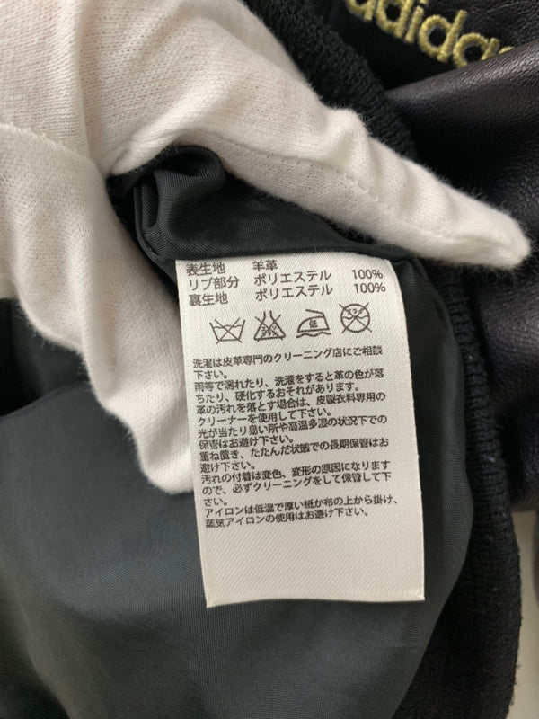 アディダス adidas トラックジャケット ブルゾン ラムレザー 羊革 ジャケット ワンポイント ブラック SSサイズ 201MT-1204